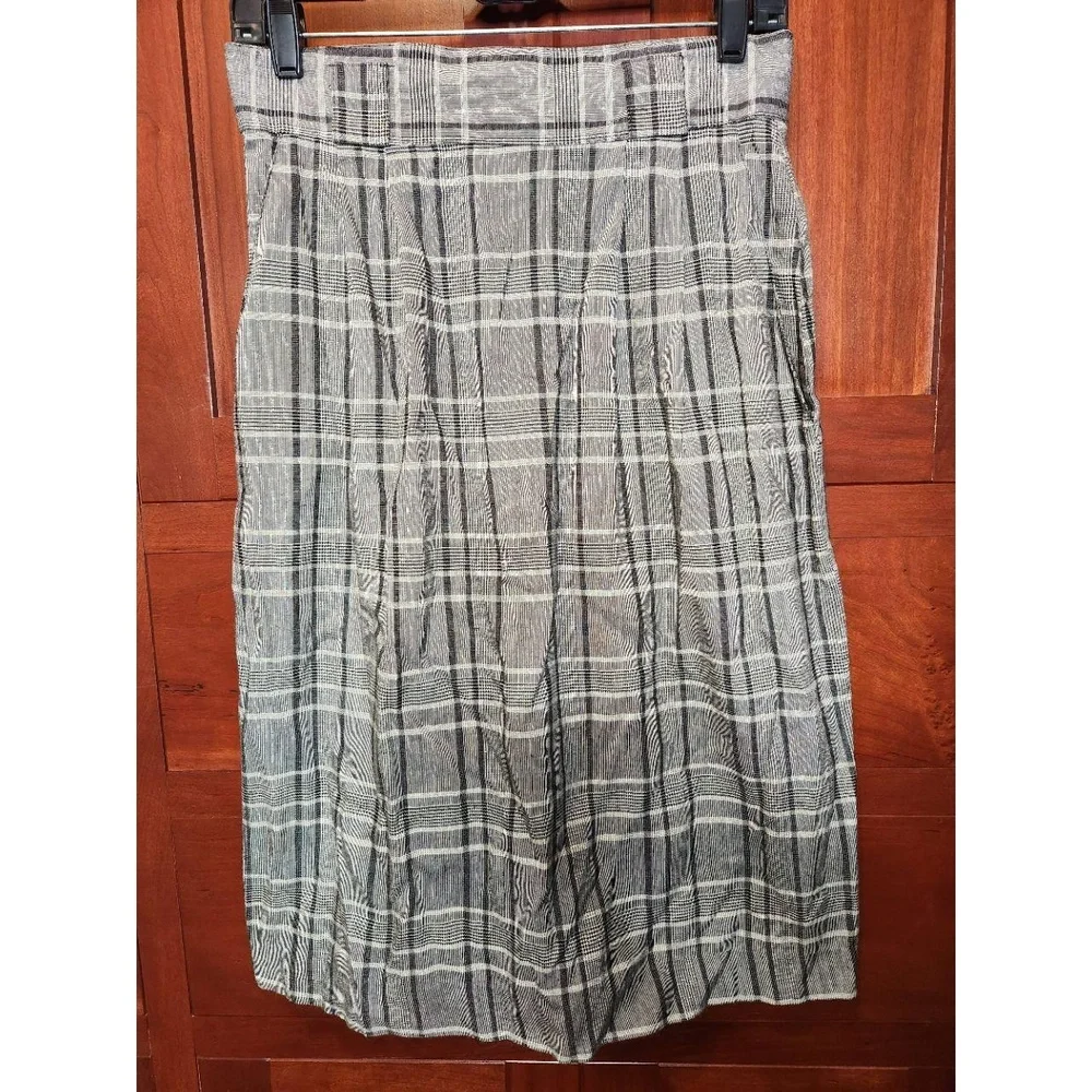 Samantha Skirt Black White Plaid Knee Length Pleated Made USA Vintage!